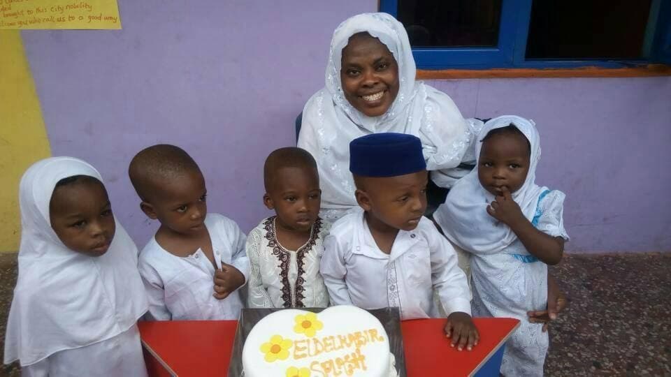 Nursery learners with their teacher at Sulaiman Shado Schools
